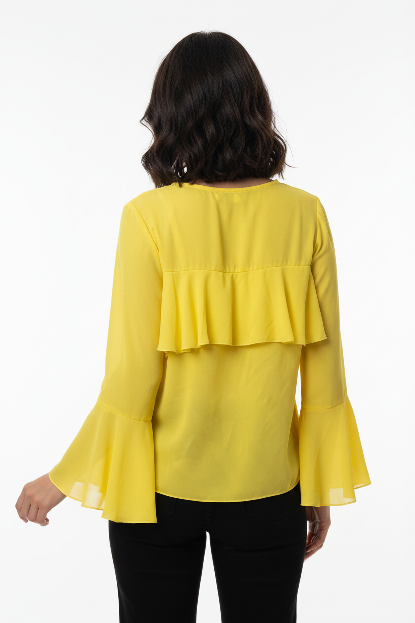 Modella con blusa gialla - retro