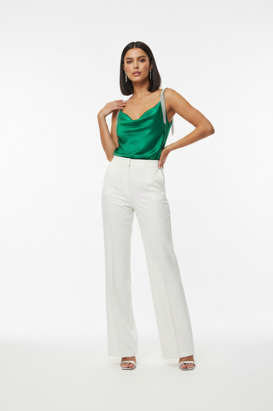 Top verde con strass - fronte